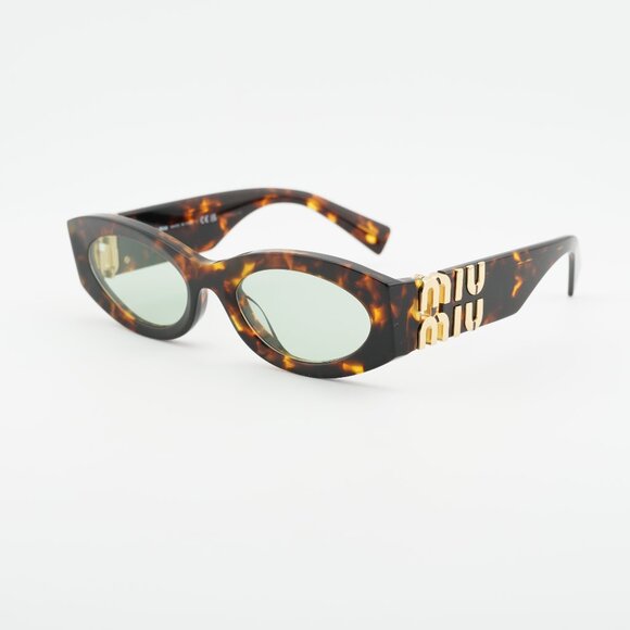 Miu Miu MU11WS 14L50O Sunglasses Honey Havana Oval Frame, Light Green Lenses main image 7